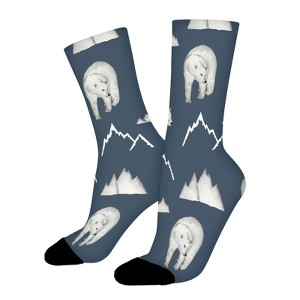 Blue Polar Bear Women Printed Crew Socks Funny Funky Socks Soft Polyester Novelty Gifts for Artists Men - 1 of 1