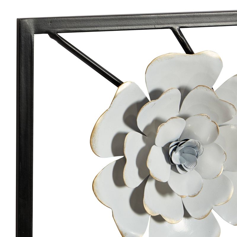 Set of 2 Metal Floral Wall Decors with Black Frame White - Olivia &#38; May, 4 of 19