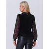 Allegra K Women's Sparkly Sequin Puff Long Sleeve Velvet Patchwork Party Top - image 3 of 4