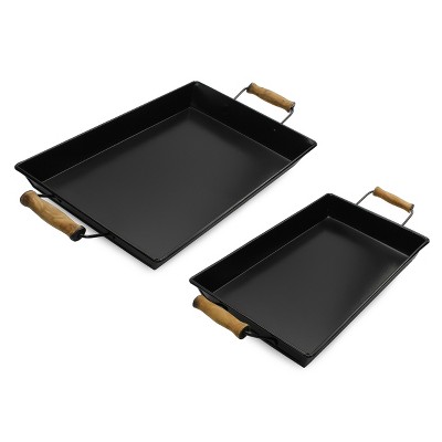 AuldHome Design Rustic Trays, Small & Medium 2pc Set; Farmhouse Decor Rectangular Trays w/ Handles