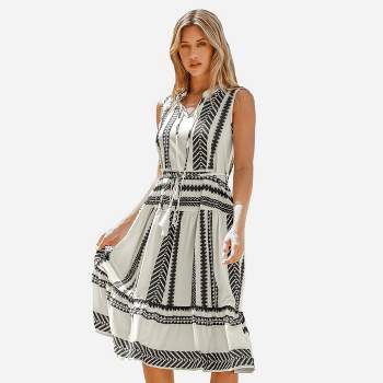 Women's Irregular Striped Geometric Midi Dress - Cupshe