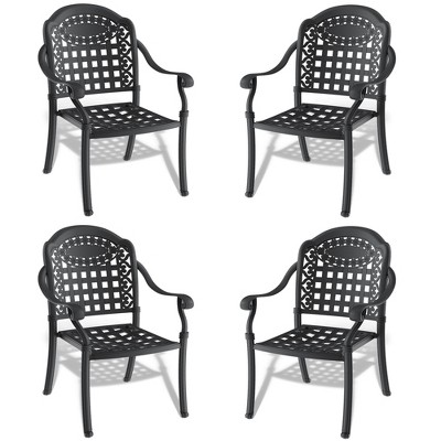 NicBex Aluminum Outdoor Dining Chair Set of 4 Patio Resistant Frame Chairs with Removable Cushions,Black