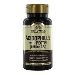 Windmill Acidophilus with Pectin Digestive Balance & Gut Health Support with Active Cultures, 100 Capsules - 1 of 4