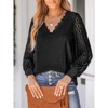 Coolmee Women's Long Sleeve Tops Eyelet Scalloped Lace V Neck Blouse Casual Loose Fashion Shirts - 3 of 4