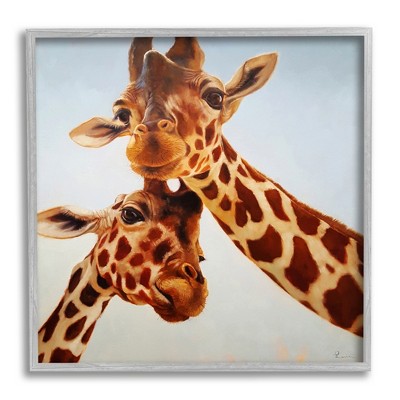 Stupell Industries Happy Giraffe Duo Portrait Framed Giclee