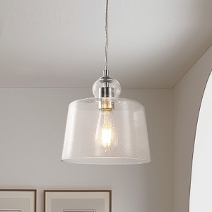 DORESshop 1-Light Modern Pendant Light, Sand Nickel Finish with Bubble Glass Shade, E26 Socket, Perfect for Kitchen, Dining Room, and Living Room - 1 of 4