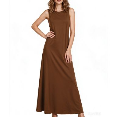 brown sleeveless maxi dress Women's Crew Neck Flowy A Line Casual Summer Tank XL : Target Color:Grey Stripe Look of Love Story—Recreate The rich brown hue DJ-1087