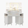 48'' Large Corner Vanity Desk, Modern Fluted Makeup Vanity with Mirror and Lights - 2 of 3