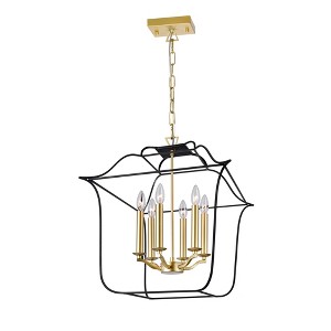 CWI Lighting Tudor 6 Light Chandelier With Satin Gold & Black Finish - 1 of 4