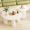 Modern Coffee Table Set of 2, Round Coffee Table with Cylindrical Leg Design and 1 End Table for Living Room - 3 of 4