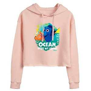Women's - Disney - Ocean Here We Come Cropped Graphic Hoodie - 1 of 3