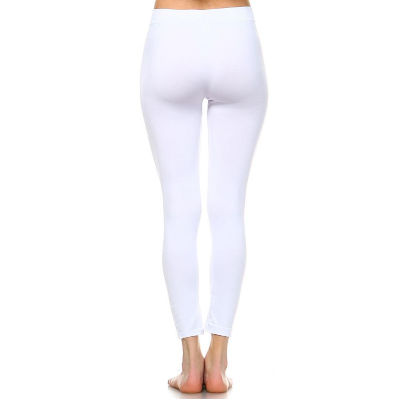 Women's Slim Fit Solid Leggings - One Size Fits Most - White Mark, 3 of 4