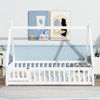 Okak Twin/Full Tent-shaped Floor Platform Bed with Guardrails/Door,Solid Wood Bed Frame for Kids,Teens,No Spring Box Needed - 3 of 4