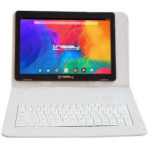 LINSAY 10.1" Tablet Computer IPS Screen 64GB Storage New Android 14 with Deluxe Crocodile Keyboard case - 1 of 1