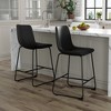 HDZNVF Set of 2 Modern Minimalist Style PU Material Bar Stools, Black - 3 of 4
