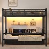 Bunk Bed with Storage Shelves and Drawers,Multifunctional Metal Bunk Beds with USB Ports and LED Lights, Lower Bed that can be converted into a sofa - 3 of 4