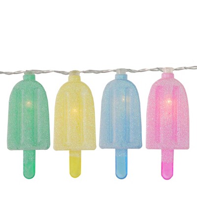 Northlight 10ct Battery Operated Ice Pop Summer LED String Lights Warm White - 4.5' Clear Wire