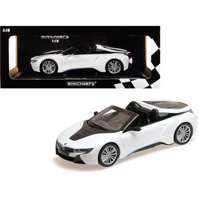 2018 BMW i8 Roadster Metallic White Limited Edition to 504 pieces Worldwide 1/18 Diecast Model Car by Minichamps