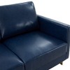 LeisureMod Lincoln Mid-Century Modern Upholstered Faux Leather Loveseat with Gold Frame - 4 of 4