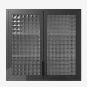 Vynxaria Retro Wall-Mounted Cabinet with Hazy Waffle-Grid Glass Doors and 2 Adjustable Shelves - Stylish Storage for Bathroom, Kitchen,  Living Room - 1 of 4