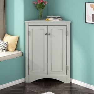 NicBex Triangular Corner Cabinet with Doors,Bathroom Storage Cabinet with Adjustable Shelves,Freestanding Corner Cabinet for Living/Laundry Room - 1 of 4