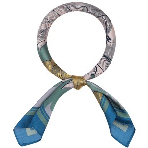 INSPIRE CHIC Women's Floral Printed Satin Square Flowers Silky Neck Scarves 1Pc - 1 of 4