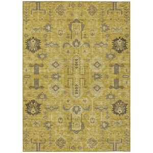 Gold Wheat And Gray Oriental Washable Indoor Outdoor Area Rug - 1 of 4