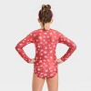 Girls' Leopard Spot One Piece Rash Guard - Cat & Jack™ Pink - 2 of 3