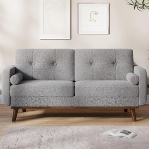 Nasitip 65" Mid Century Modern Couch Sofa Loveseat,2-Seater Teddy Fleece Boucle Upholstered Deep Seat Couch for Bedroom Office - 1 of 4