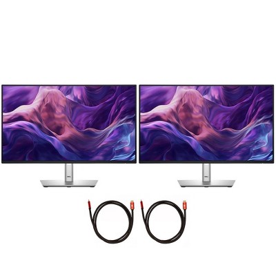 Dell P2425H 24" Full HD 1080p 16:9 Dual LED Monitor, Black/Silver + 2x 6FT HDMI Cable