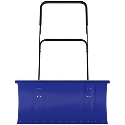 Heavy-Duty Snow Shovel with Wheels, 5-Position Adjustable Blade & Handle, 29/36 Inch Galvanized Steel Snow Pusher for Driveway and Yard