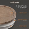 COZAYH Pedestal Tray Top End Table for Drinks, Lamps or Plants, Brown, Set of 2 - 4 of 4
