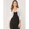 INSPIRE CHIC Women's Elegant 3/4 Sleeve Sheer Floral Lace Open Front Crop Shrug - 2 of 4