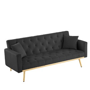 NicBex 73 Inch Velvet Convertible Folding Futon Sofa Bed with Metal Legs for Living Room,Office,Apartment,Bedroom - 1 of 4