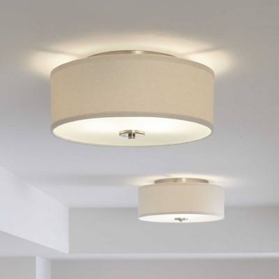 Elegant Bronze 16" Drum Flush Mount with Etched Glass Diffuser
