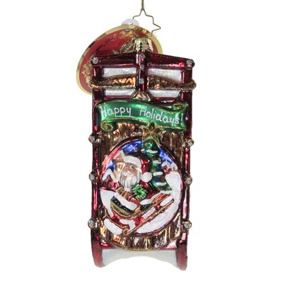 Christopher Radko 5.5" Speedy Santa Sledder! Ornament Sled Christmas Santa  -  Tree Ornaments