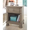 Signature Design by Ashley Lettner Nightstand Light Gray: Bedside Table with Shelving, Metal Glides, Wood Frame - 3 of 4