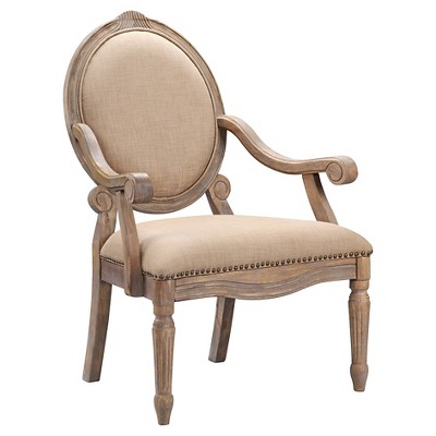 Brentwood Oval Back Exposed Wood Armchair - Linen