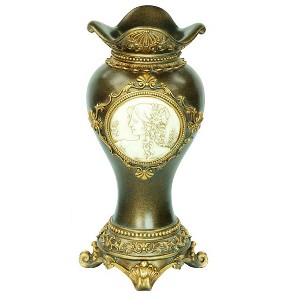 Gulches Decorative Vase - 16.25" Greek Inspired Gold Leaf Vase with Classical Engravings - 1 of 4