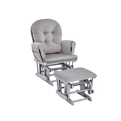 Image of Suite Bebe Mason Glider and Ottoman - Gray Wood and Light Gray Fabric