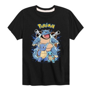 Boys' - Pokémon - Squirtle Wartortle Blastoise Evolution Short Sleeve Graphic T-Shirt - 1 of 4
