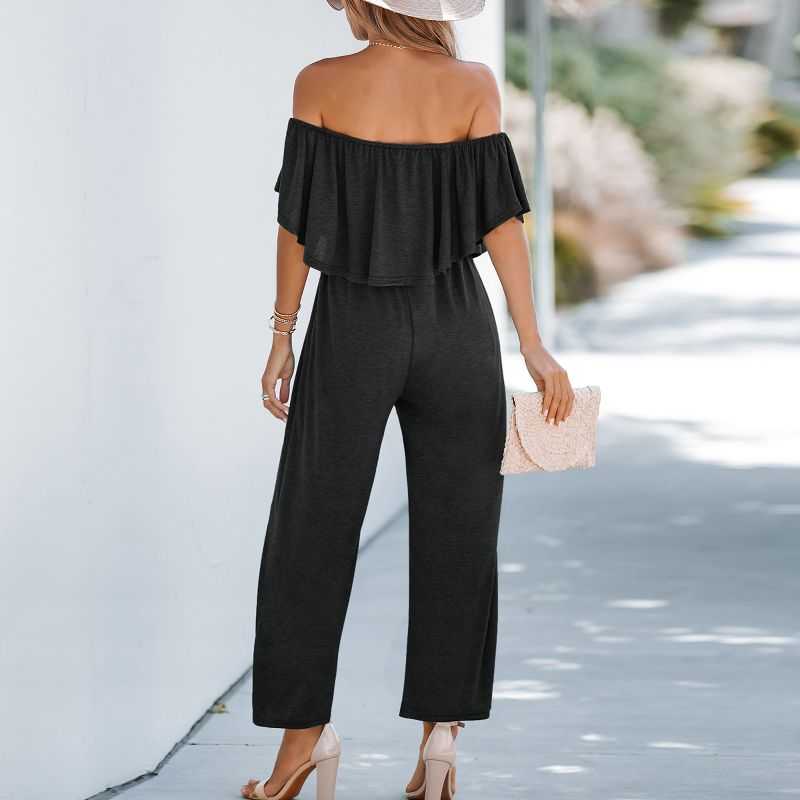Women's Short Sleeve Off-the-Shoulder Jumpsuit - Cupshe, 3 of 5