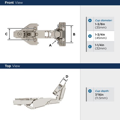 Nickel Full Overlay 165 Degree Soft Close Concealed Cabinet Hinge