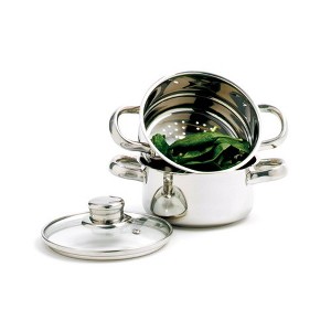 Norpro 1-Quart Stainless Steel Mini Steamer Cooker, 3 Piece Set - 1 of 4