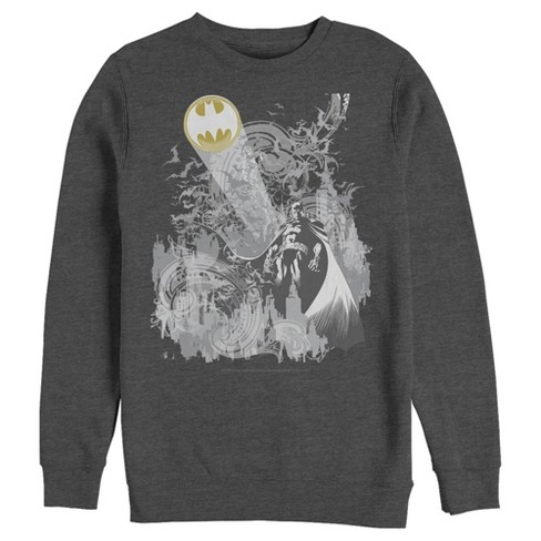 Men s Batman Signal In The Sky Sweatshirt Charcoal Heather