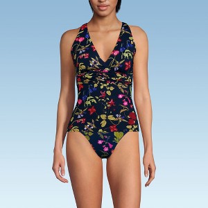 Lands' End Women's D-Cup V-Neck Plunge X Back Tankini Top - 1 of 4