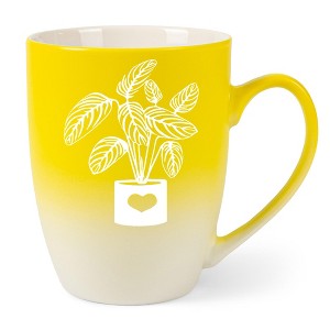 Elanze Designs Botanical Foliage Nature Coffee Cup Mug 12 Ounce Ceramic With Ombre Gradient Elegant Minimalist Calathea in Heart Planter Silhouette - 1 of 4