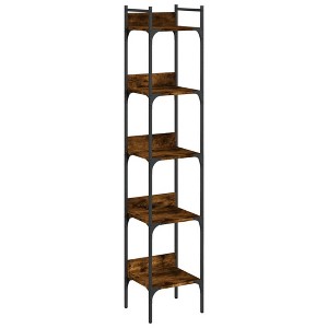 vidaXL Smoked Oak Engineered Wood 5-Tier Freestanding Bookcase - Modern Multi-Shelf Storage Organizer for Home/Office - 1 of 4