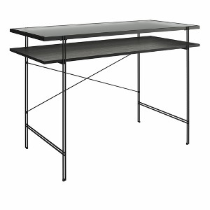 AZL1 Life Concept Folding Table with Open Shelving Fluted Glass Desktop Easy Assembly for Home Office Small Spaces, Black, 47.88"*23.5"*5.25" - 1 of 4