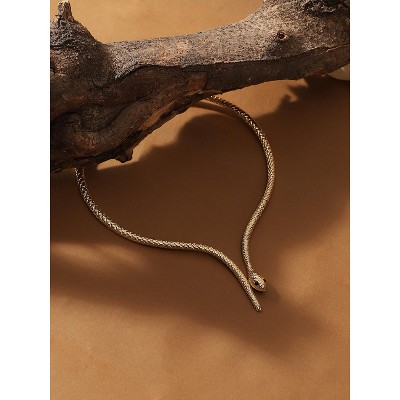 SOHI Women's Antique Gold The Serpent Torque Necklace